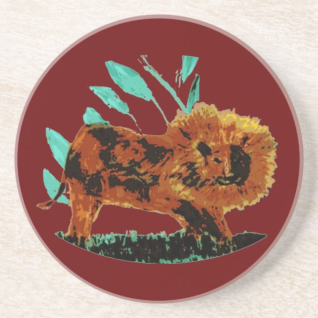 Wild Animal Big Cat Lion Custom Colour Coaster (Front)
