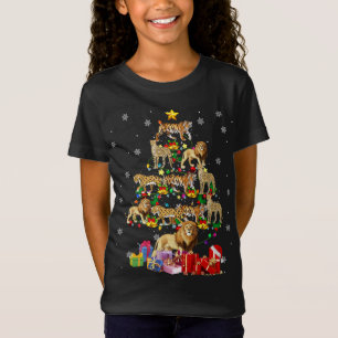Wild Animal Christmas Tree Xmas Lion Tiger Cheetah T-Shirt