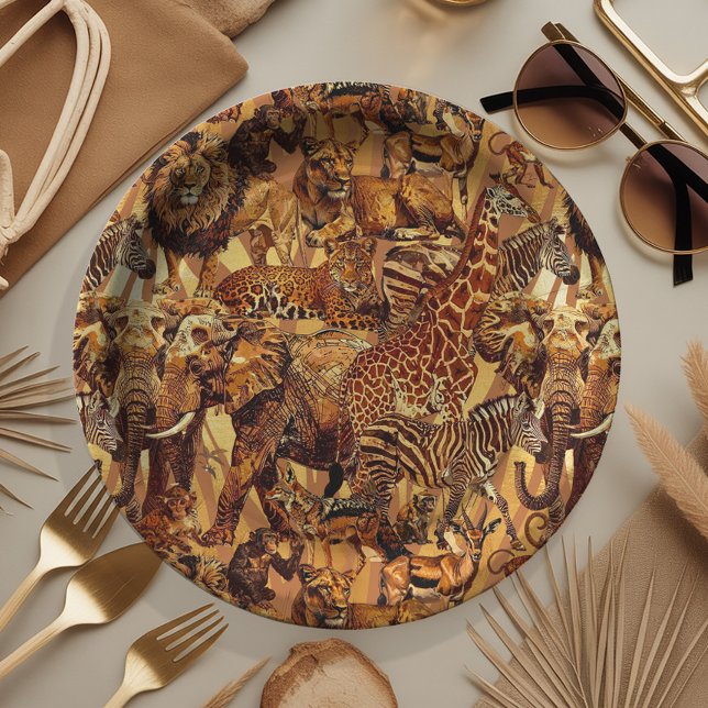 Wild Animal Collage Safari Bachelorette ID1149 Paper Plate (Creator Uploaded)