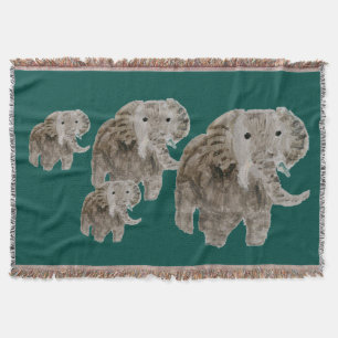 Wild Animal Elephant Art Throw Blanket