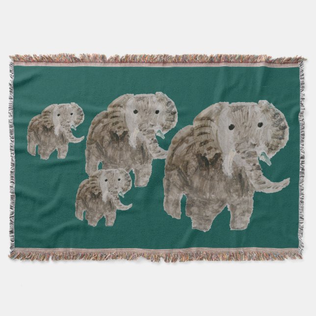 Wild Animal Elephant Art Throw Blanket (Front)