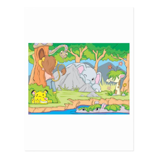 Wild Animal Friends Playing Hide and Seek Postcard