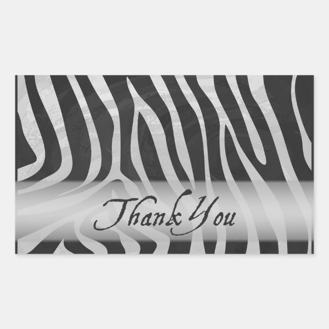 Wild Animal Grey Pattern Thank You Rectangular Sticker (Front)