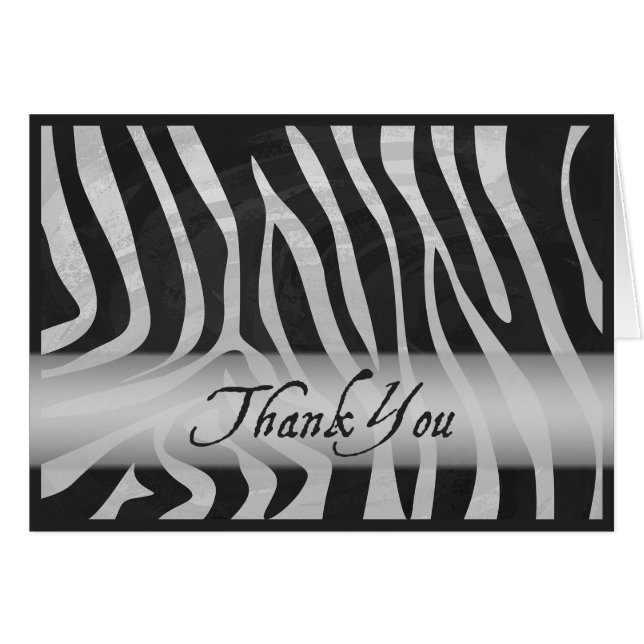 Wild Animal Grey Zebra Pattern Thank You (Front Horizontal)