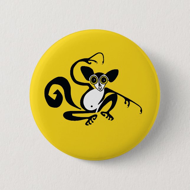 Wild animal - Hand drawn - AYE-AYE-Primate - 6 Cm Round Badge (Front)