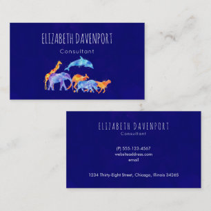 Wild Animal Herd Colourful Watercolor Business Card