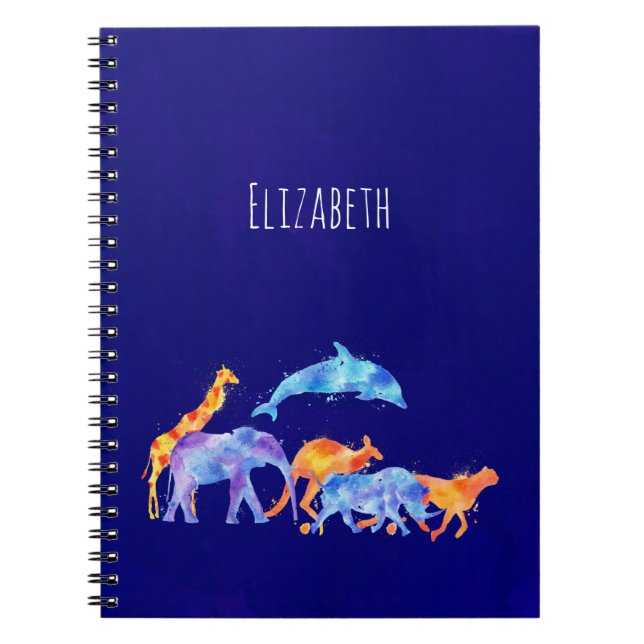 Wild Animal Herd Colourful Watercolor Notebook (Front)