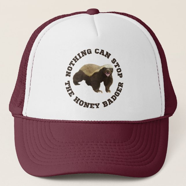Wild Animal Honey Badger Funny  Trucker Hat (Front)