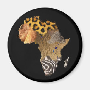 Wild Animal Map of AFRICA Series Magnet