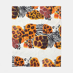 Wild animal mix seamless pattern. Jaguar, leopard, Fleece Blanket