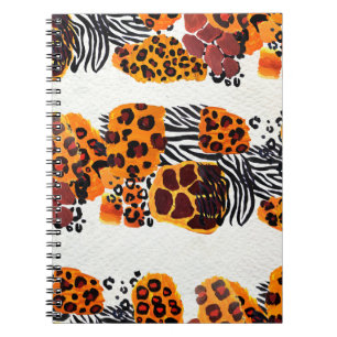 Wild animal mix seamless pattern. Jaguar, leopard, Notebook
