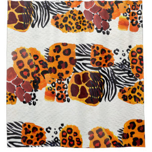 Wild animal mix seamless pattern. Jaguar, leopard, Shower Curtain