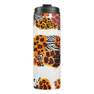 Wild animal mix seamless pattern. Jaguar, leopard, Thermal Tumbler