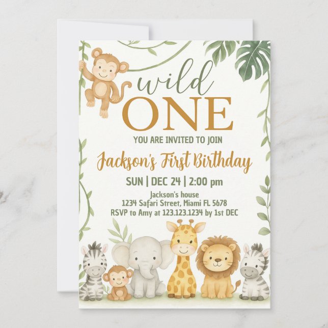 Wild Animal Party Design for Kids Invitation (Front)