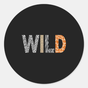 Wild Animal Pattern Giraffe Wolf Leopard Zebra Ani Classic Round Sticker