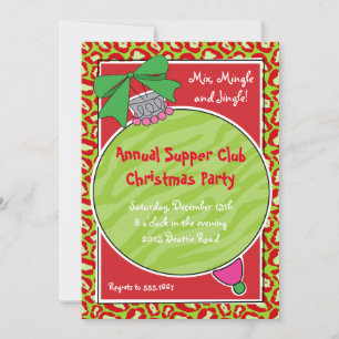 Wild Animal Print Christmas Ornament Invitation
