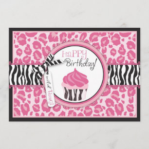 Wild Animal Print Cupcake Birthday Card