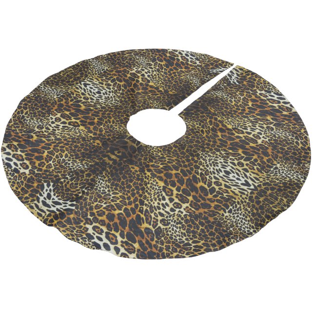 Wild Animal Print Jaguar Brushed Polyester Tree Skirt (Angled)
