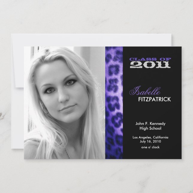 Wild Animal Print Leopard Graduation Announcement (Front)