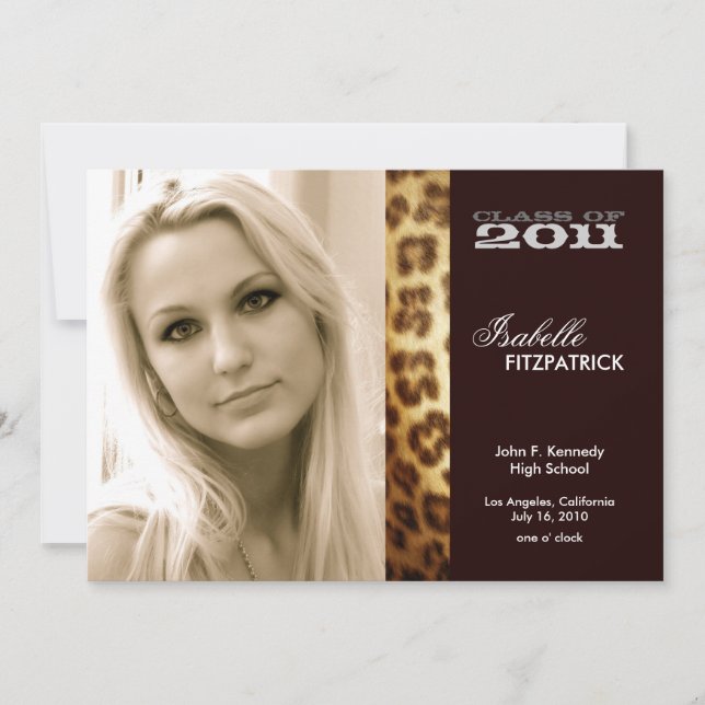 Wild Animal Print Leopard Graduation Announcement (Front)