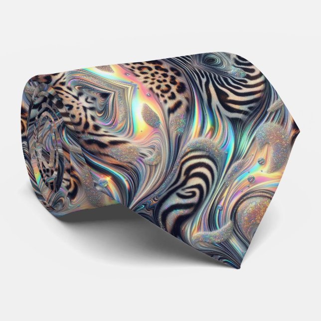 Wild Animal Print Opal Spotted Neck Tie (Rolled)