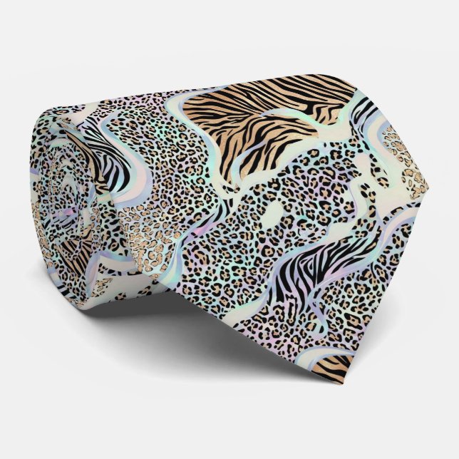 Wild Animal Print Opal Spotted Neck Tie (Rolled)