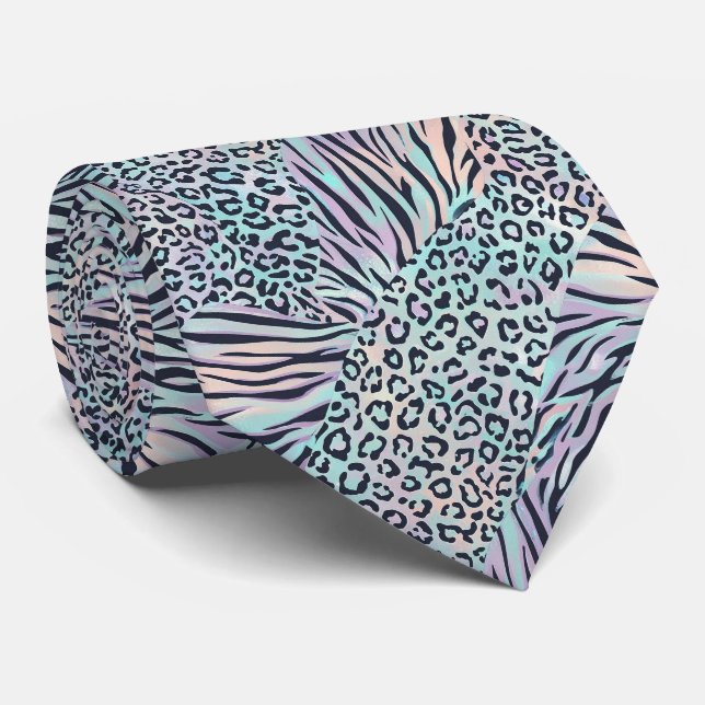 Wild Animal Print Opal Spotted Neck Tie (Rolled)