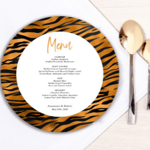 Wild Animal Print Round Menu Card