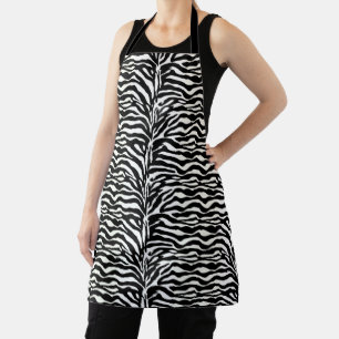 Wild Animal Print, Zebra in Black and White Apron