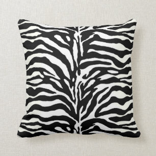 Wild Animal Print, Zebra in Black and White Cushion