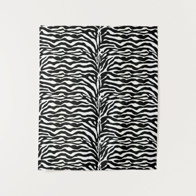 Wild Animal Print, Zebra in Black and White Tapestry (Front)