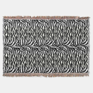 Wild Animal Print, Zebra in Black and White Throw Blanket