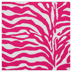 Wild Animal Print, Zebra in Fuchsia Pink and White Fabric