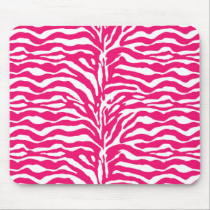 Wild Animal Print, Zebra in Fuchsia Pink and White Mouse Mat