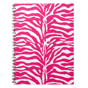 Wild Animal Print, Zebra in Fuchsia Pink and White Notebook