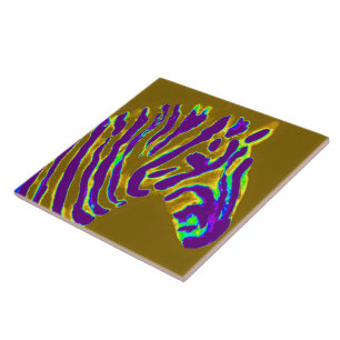 Wild Animal Purple Gold Stripe Zebra Tile