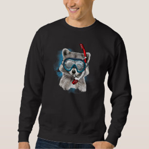 Wild Animal Racoon Scuba Diving Mask And With Tub Sweatshirt