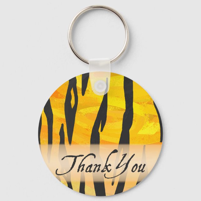 Wild Animal Tiger Stripe Thank You Key Ring (Front)