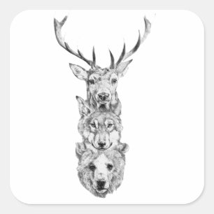 Wild Animal Trio Square Sticker