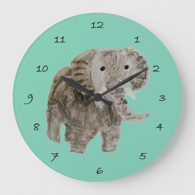 Wild Animal Wildlife Art Elephant Large Clock (Front)