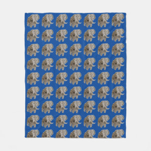 Wild Animal Wildlife Art Elephants Fleece Blanket