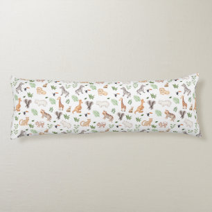 wild Animal With Jungle Tree pattern Body Cushion
