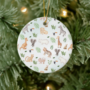 wild Animal With Jungle Tree pattern Ceramic  Ceramic Tree Decoration