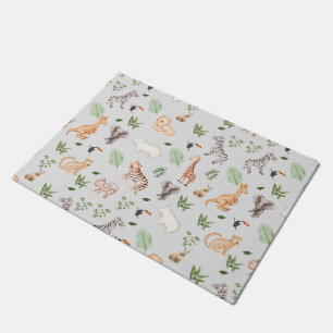 wild Animal With Jungle Tree pattern Doormat