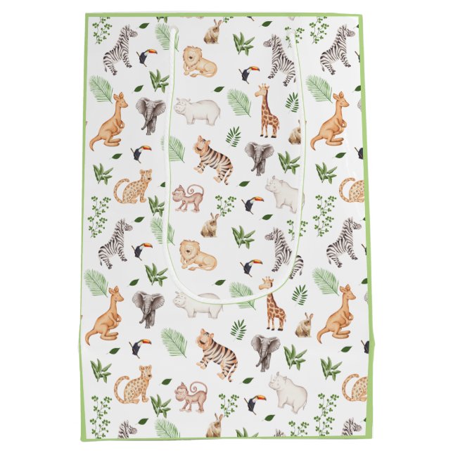 wild Animal With Jungle Tree pattern Medium Gift Bag (Back)