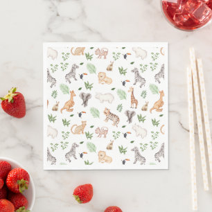 wild Animal With Jungle Tree pattern Napkin