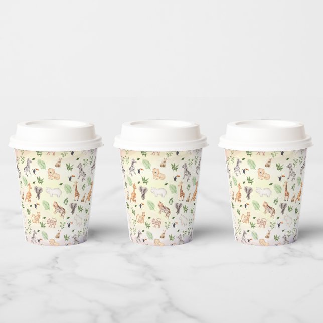 wild Animal With Jungle Tree pattern  Paper Cups (Multi)