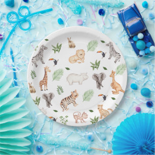 wild Animal With Jungle Tree pattern Paper Plate