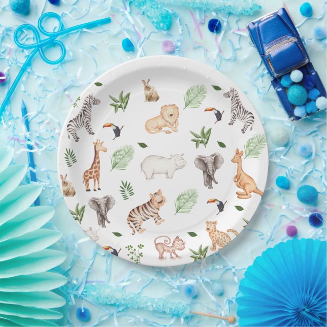 wild Animal With Jungle Tree pattern  Paper Plate (Party)