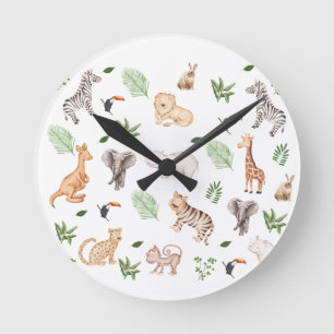 wild Animal With Jungle Tree pattern Round Clock